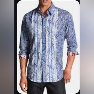 Robert Graham paisley print long sleeve button-down shirt Sz L